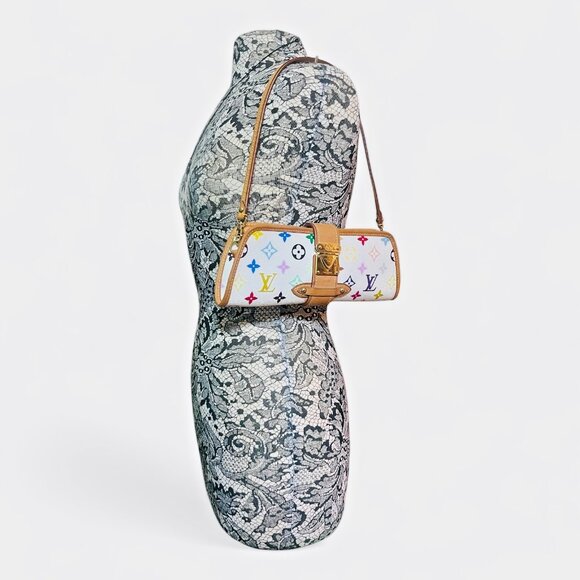LOUIS VUITTON Murakami Multicolor Shirley White Shoulder Bag LV Monogram Small - Picture 3 of 16